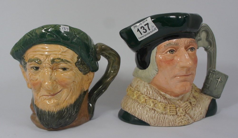 Royal Doulton large character jugs Sir Thomas More D6792 and Early Auld Mac D5823 (2)