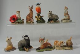 Border Fine Arts animal figures including Badgers, Foxes, Hares Rabbits , Mice etc (9)