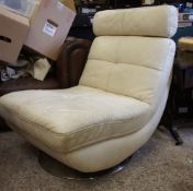 Large White Leather Easy Chair