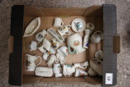 A collection of various crested china miniature items by Goss, Carlton, Carmem, Grafton etc (24)