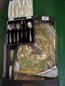 A collection of items to include 1905 Chatterbox coloured book, boxed EPNS cutlery etc