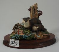 Border Fine Arts figure group Otters playing in fishing nets, limited edition by Ray Ayres Made in