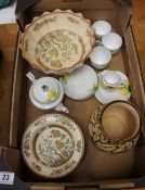 A collection of pottery to include Spode Indian Tree Punch Bowl and Bowls, Noritake part coffee set,