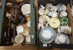 A collection of various pottery to include old teasets, Royal Grafton teaware, Wooden