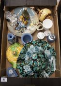 A collection of pottery to include Royal Winton beehive teapot, Chintz wall plaque hat, Royal