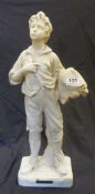 old decorative plaster figure the News boy, height 58cm