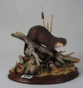 Border Fine Arts figure group Otters "Early Morning" limited edition by Ray Ayres Made in
