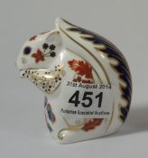 Royal Crown Derby paperweight of a seated squirrel with gold stopper