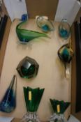 A good collection of abstract globular glass to include vases, paperweights etc