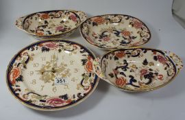 Mason's Mandalay pair of oval dishes, rectangular dish and kitchen wall clock (4)