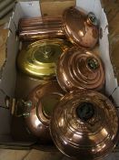 A collection of old brass & copper bed warming pans (6)