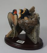 Border Fine Arts figure group House Martin feeding chicks on nest, limited edition by Ray Ayres