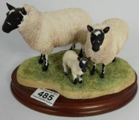 Border Fine Arts figure group Beulah Ram, Ewe and Lamb by A Halls, height 15cm