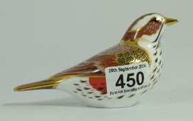 Royal Crown Derby Paperweight Redwing Gold Stopper and Boxed