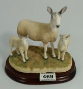 Border Fine Arts figure group Blackfaced Leicester Ewe and Lambs by Ray Ayres, height 19cm