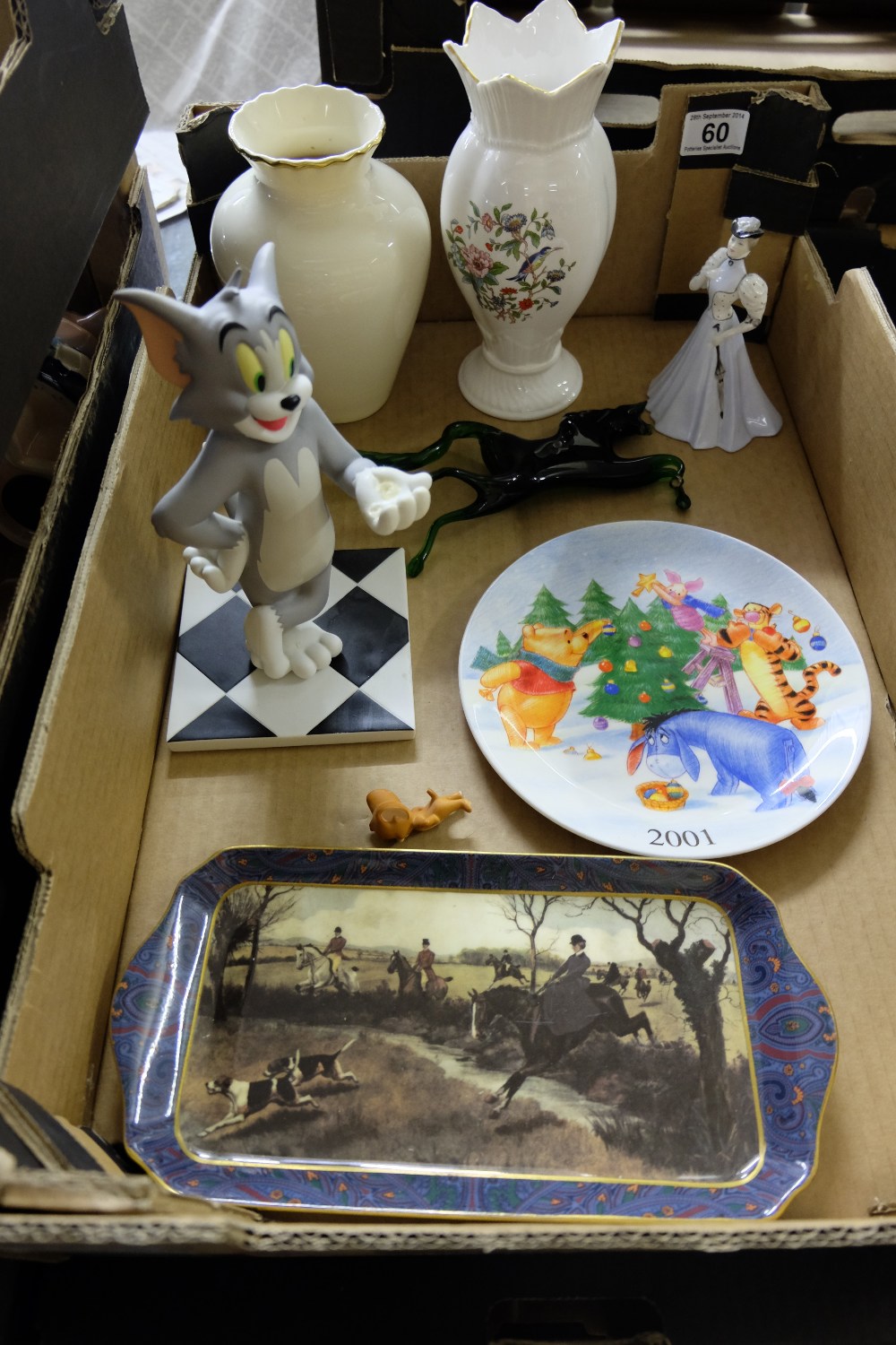 A collection of pottery to include Coalport Tom & Jerry figure, Wedgwood Ralph Lauren dish, vases