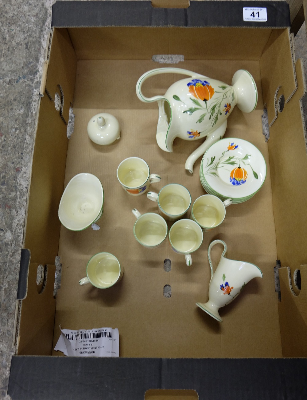 A collection of pottery to include hand-painted Bursley ware coffee set (chip to base of milk jug)