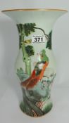 19th century Chinese porcelain vase decorated with various birds on river bank, height 33cm