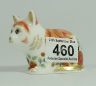 Royal Crown Derby Paperweight Spice Kitten Gold Stopper and Boxed