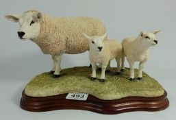 A large Border Fine Arts figure Group Texel Ewe and Lambs by Jack Crewdson, height 16.5cm
