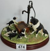 Border Fine Arts figure group of Sheep dogs " Farmyard Antics" by Annie Wall, height 16.5cm