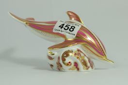 Royal Crown Derby Paperweight Pink Dolphin Limited Edition of 150 Gold Stopper and Boxed