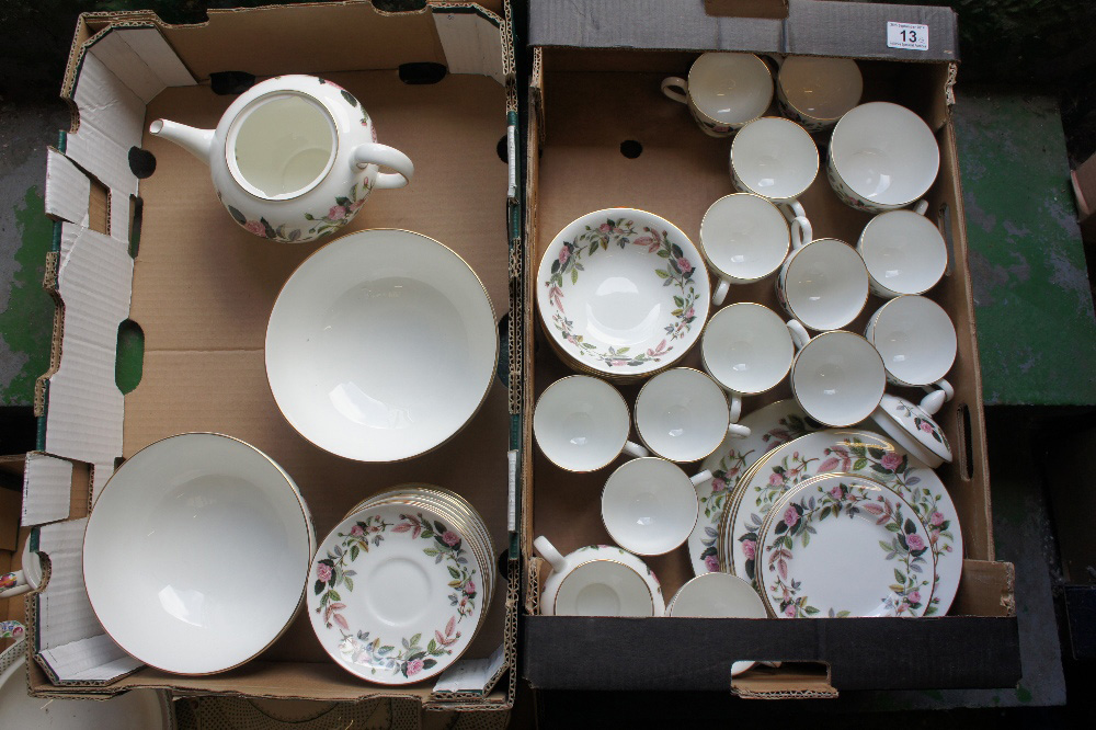 A Wedgwood Hathaway Rose part dinnerware/ teaset to include teapot, milk jug, sugar pot, cups,