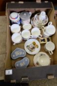 A collection of pottery to  include Sutherland bone china tea set, Wedgwood Jasperware etc