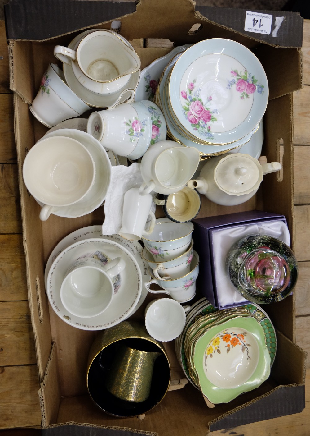 A collection of various pottery to include Rosina floral tea set, Wedgwood Beatrix potter