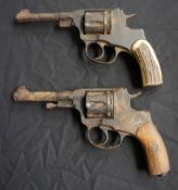 British first world war army pistol with bone handle, impressed serial 15752 and similar one with