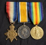 A group of medals awarded to 15613 Pte W Ollivant N Staff R comprising 1914-1918 Star, The Great War