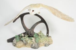 Border Fine Arts Figure Landing Owl wings span of 40cm 24cm in height