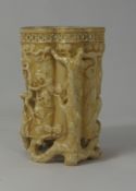 Royal Worcester vase in the style of carved Chinese Ivory, height 12cm, puce marks 958