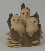 Border Fine Arts Figure 3 Owls in nest 11cm in height