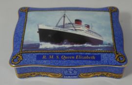 Wedgwood Bone china collectors piece of playing card dish and lid depicting RMS Queen Elizabeth's