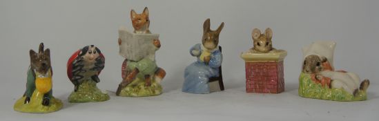 Royal Albert Beatrix Potter Figures Tom Thumb, Cotton Tail, John Joiner, Mother Lady Bird, Foxy