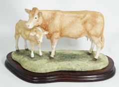 Border Fine Arts Figure Blonde D'Aquitaine cow and Calf NO 1058/1250 19cm in height