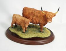 Border Fine Arts Figure Highland Cow and Calf B167 12cm in height