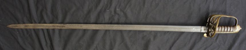 19th Century 1822 pattern Army Infantry Officers Sword with brass basket, length 96cm