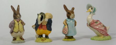 Royal Albert Beatrix Potter Figures Mr Benjamin Bunny , Jemima Puddle Duck, Tommy Brock and Mrs