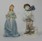 Royal Worcester figure Sweet Anne 3630 and Coalport figure The Boy  (2)