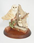 Border Fine Arts Figure Barn Owl Famaily RB34 18cm in height