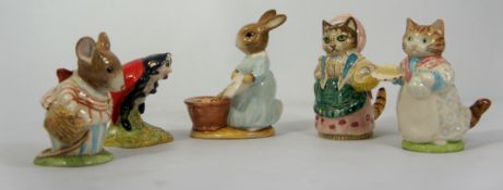 Royal Albert Beatrix Potter Figures Cecily Parsley, Cousin Ribby, Mother LadyBird, Mrs Ribby and Mrs