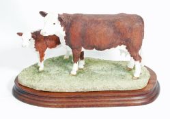 Border Fine Arts Figure Hereford Cow and Calf NO 163/950 B0835 18cm in height