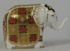 Royal Crown Derby Paperweight of Small Elephant for Harrods, limited edition boxed