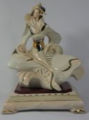Galicia Hecho A Mano figure of a fantasy queen on ceramic plinth, height 33cm