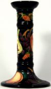 Moorcroft Candlestick in Fruit and Berry Design height 20cm (restoration to base)