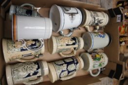 A collection of Large German Beer Steins (10)