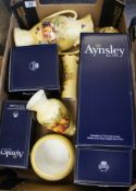 A collection of Aynsley Orchard Gold items comprising Vases, Bowls etc in original boxes (6)