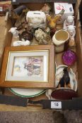 A Collection of pottery to include Spode Christmas plates, glass paperweight etc